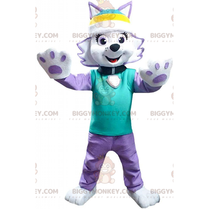 Costume de mascotte BIGGYMONKEY™ d’Everest, le chien violet