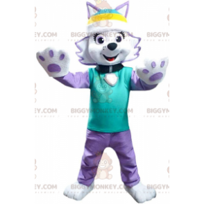 Costume de mascotte BIGGYMONKEY™ d’Everest, le chien violet