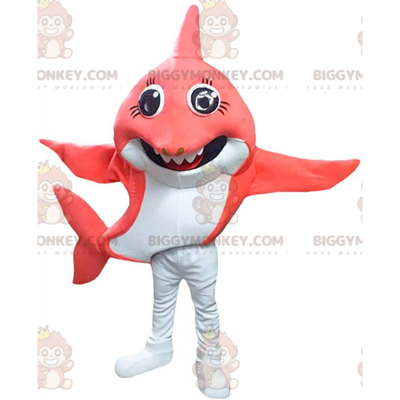 Costume da mascotte BIGGYMONKEY™ squalo bianco e rosso, costume