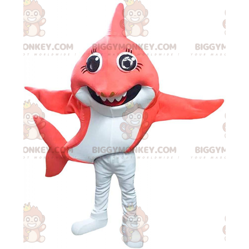 Kostým maskota červenobílého žraloka BIGGYMONKEY™, kostým velké