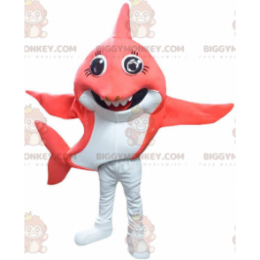 Costume de mascotte BIGGYMONKEY™ de requin rouge et blanc