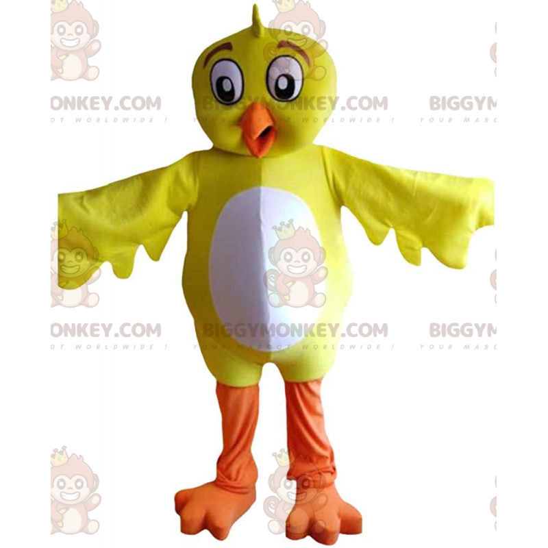 BIGGYMONKEY™ Maskottchenkostüm gelber und weißer Vogel