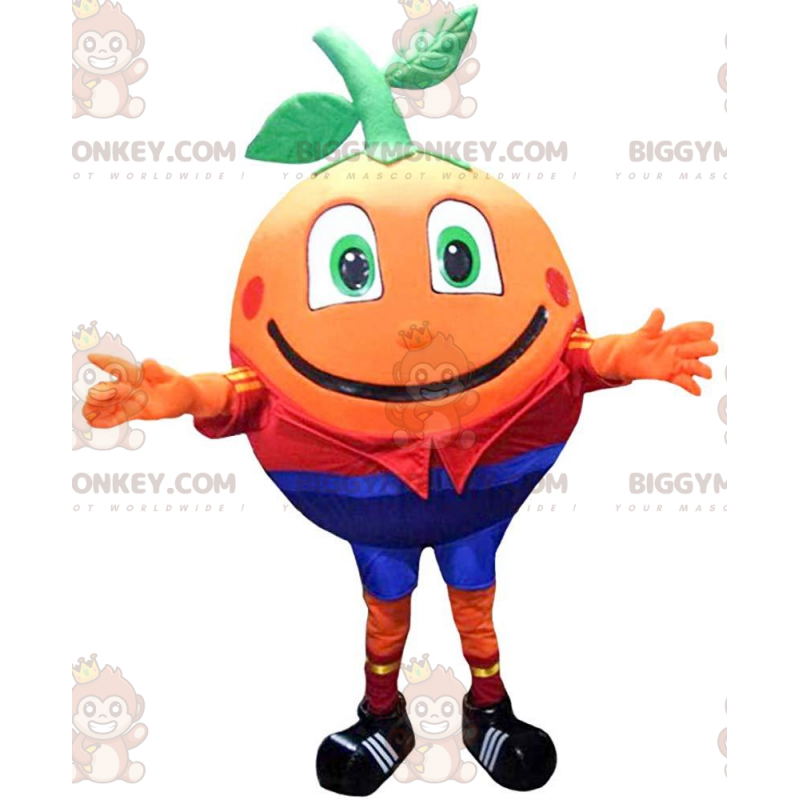 Costume da mascotte BIGGYMONKEY™ arancione sorridente gigante