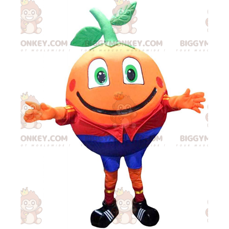 Fantasia de mascote BIGGYMONKEY™ laranja sorridente gigante