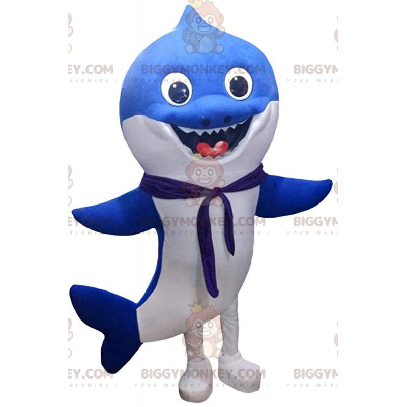 Maskotka Błękitno-biały rekin BIGGYMONKEY™, kostium morski -