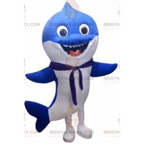 Costume da mascotte BIGGYMONKEY™ squalo bianco e blu, costume