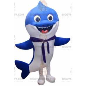 Disfraz de mascota de tiburón azul y blanco BIGGYMONKEY™
