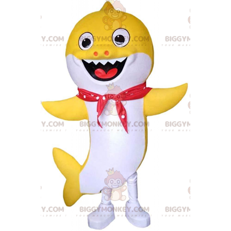 Kostium maskotki BIGGYMONKEY™ uśmiechniętego żółtego i białego
