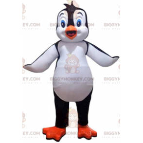 BIGGYMONKEY™ costume da mascotte pinguino bianco e nero