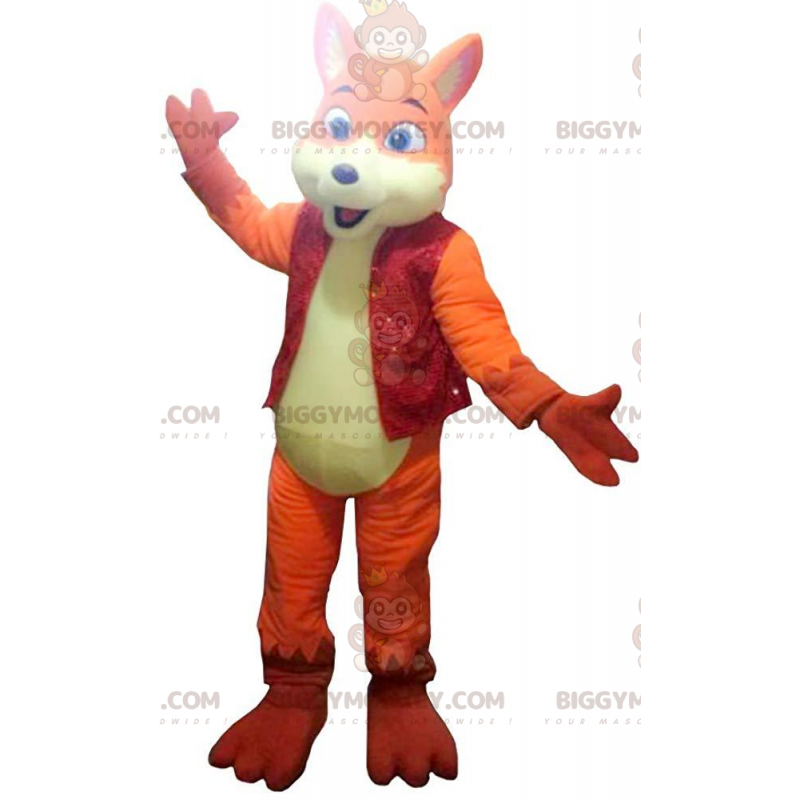 Orange and Yellow Fox BIGGYMONKEY™ Mascot Costume, Colorful Dog