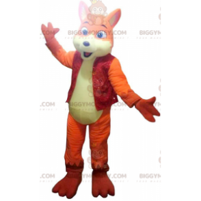 Orange and Yellow Fox BIGGYMONKEY™ Mascot Costume, Colorful Dog