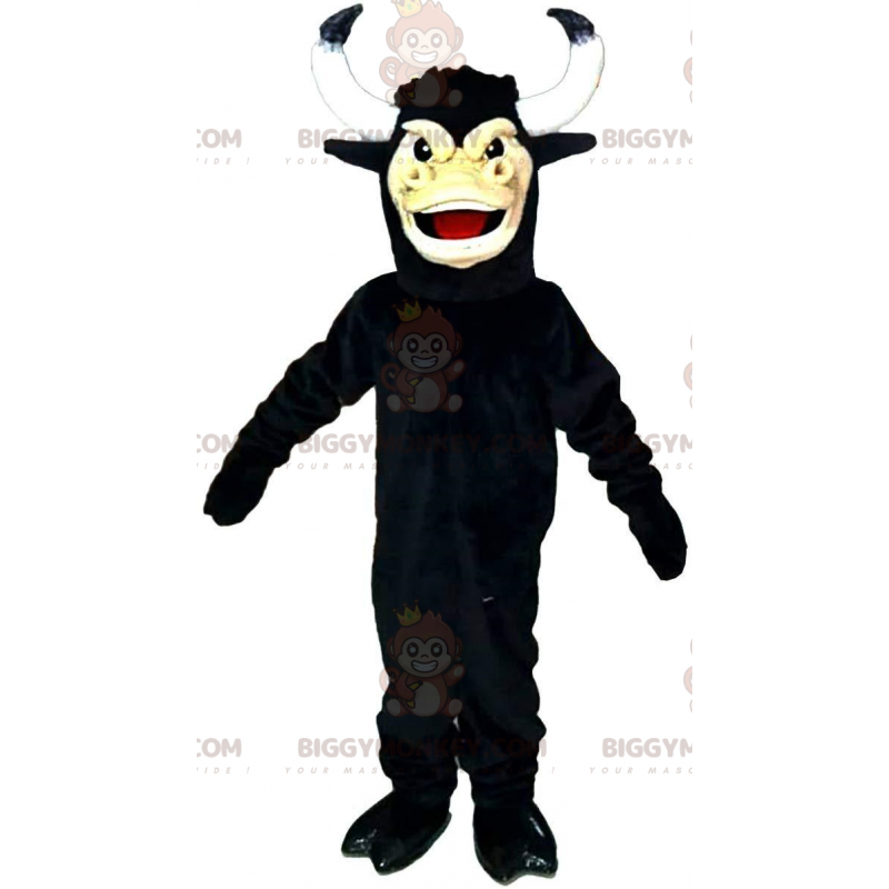 Disfraz de mascota Big Horned Black Bull BIGGYMONKEY™, disfraz
