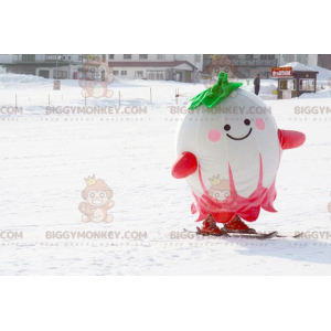 BIGGYMONKEY™ Big White Green and Pink Radish Mascot Costume –
