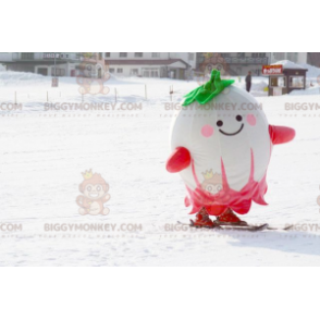 BIGGYMONKEY™ Disfraz de mascota de rábano rosa, verde y blanco