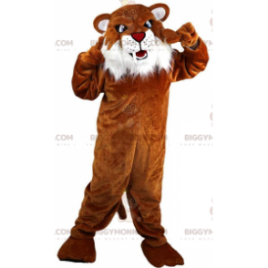 BIGGYMONKEY™ mascot costume orange and white jaguar, fierce