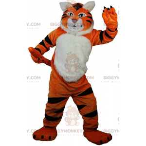 Costume de mascotte BIGGYMONKEY™ de tigre orange, blanc et