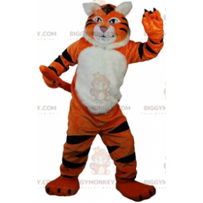 Orange, White and Black Tiger BIGGYMONKEY™ Mascot Costume, Fawn