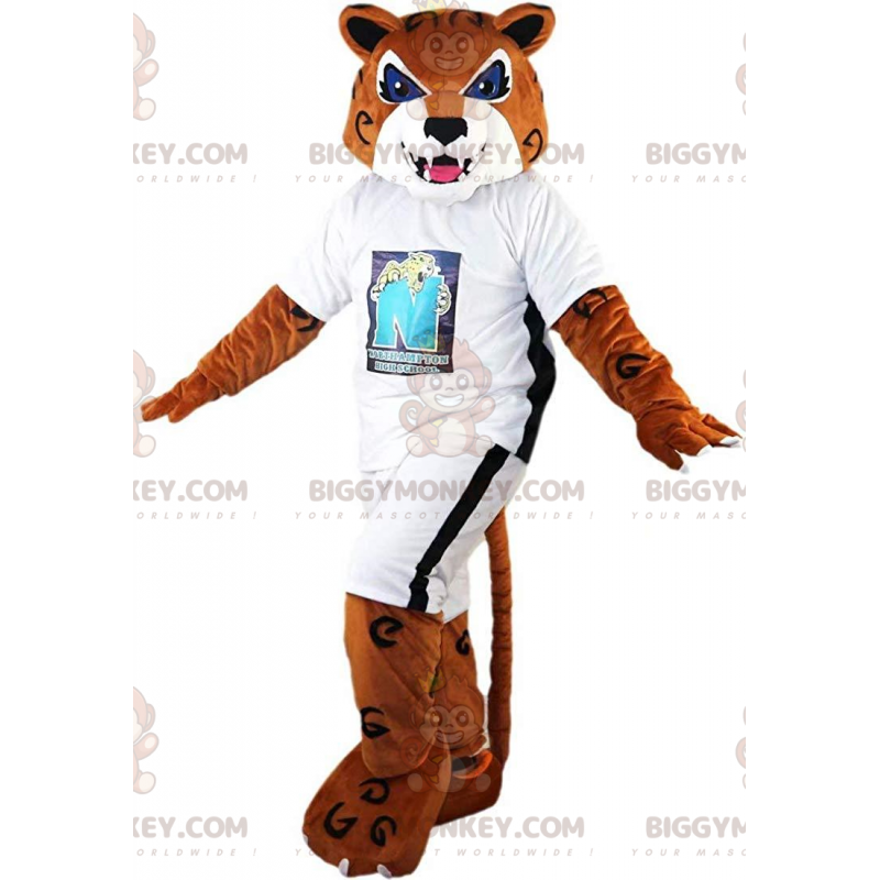 Traje de mascote BIGGYMONKEY™, tigre, puma marrom, traje de