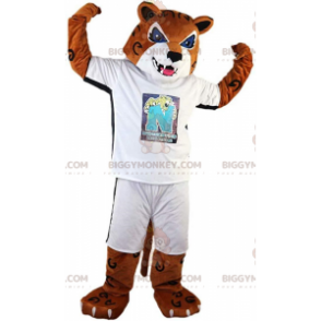 BIGGYMONKEY™ Μασκότ Κοστούμι Τίγρης, Καφέ κούγκαρ, Στολή άγριας