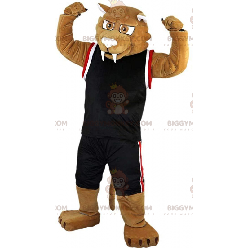 BIGGYMONKEY™ μασκότ στολή Tan Sabertooth Tiger με αθλητικά