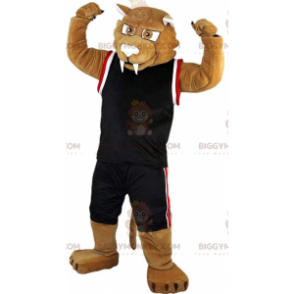 BIGGYMONKEY™ maskotkostume Tan Sabeltand Tiger i sportstøj -