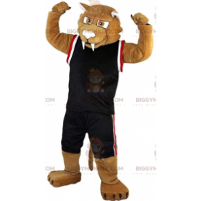 BIGGYMONKEY™ Maskottchen-Kostüm Hellbrauner Säbelzahntiger in