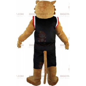 BIGGYMONKEY™ Mascot Costume Tan Sabertooth Tiger In Sportswear