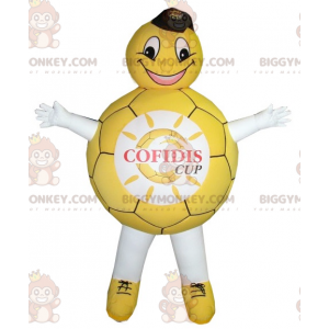 Keltainen ja valkoinen ilmapallo BIGGYMONKEY™ maskottiasu -