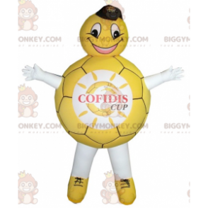Costume da mascotte BIGGYMONKEY™ con palloncino giallo e bianco