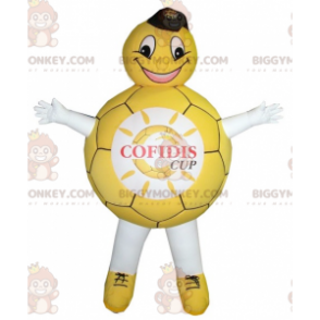 Fantasia de mascote de balão amarelo e branco BIGGYMONKEY™ –