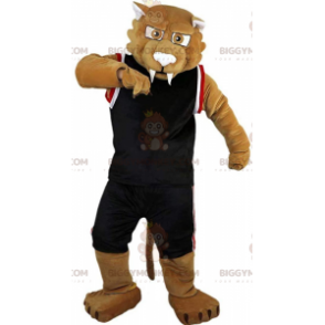 BIGGYMONKEY™ μασκότ στολή Tan Sabertooth Tiger με αθλητικά