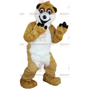 Traje de mascote BIGGYMONKEY™ de meerkat gigante bege e branco