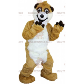 BIGGYMONKEY™ mascot costume of giant beige and white meerkat