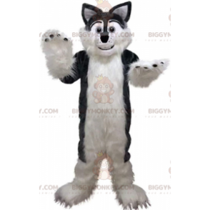 Kostium maskotki BIGGYMONKEY™ z szarego i białego psa husky