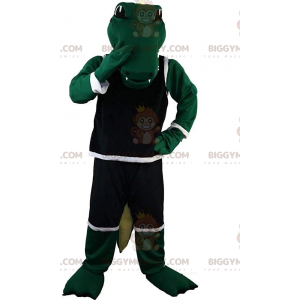 Traje de mascote BIGGYMONKEY™ de crocodilo verde em roupas