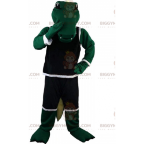 Costume de mascotte BIGGYMONKEY™ de crocodile vert en tenue de