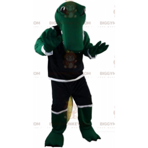 BIGGYMONKEY™ mascot costume of green crocodile in sportswear