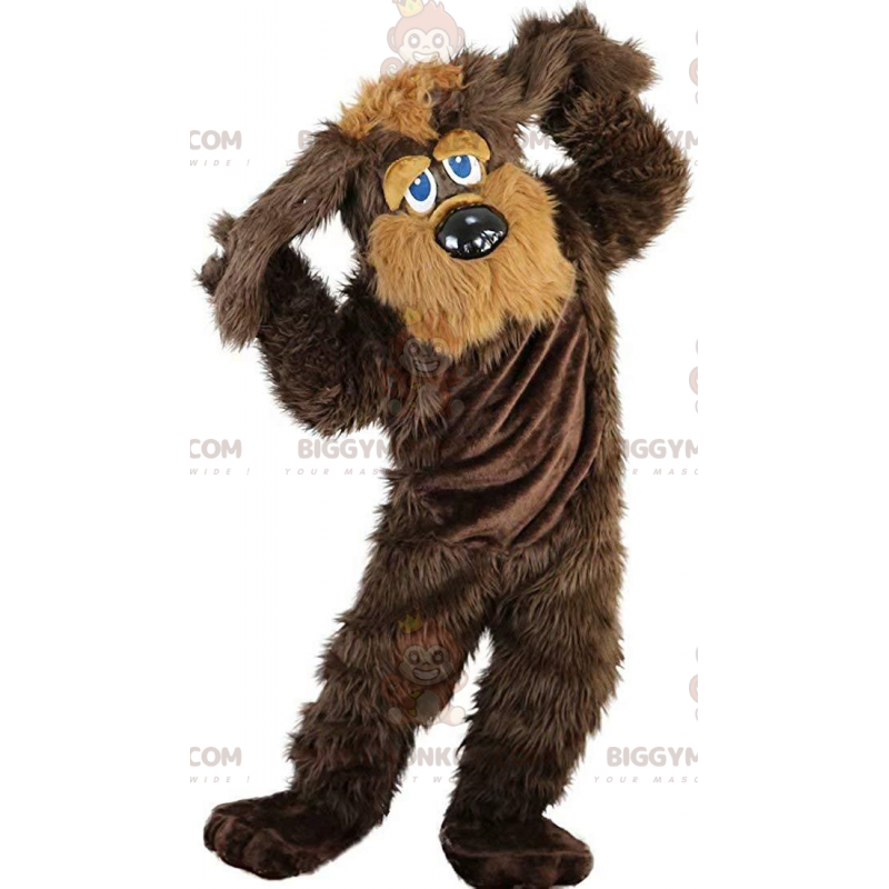 BIGGYMONKEY™ mascot costume of brown and beige dog, hairy fox
