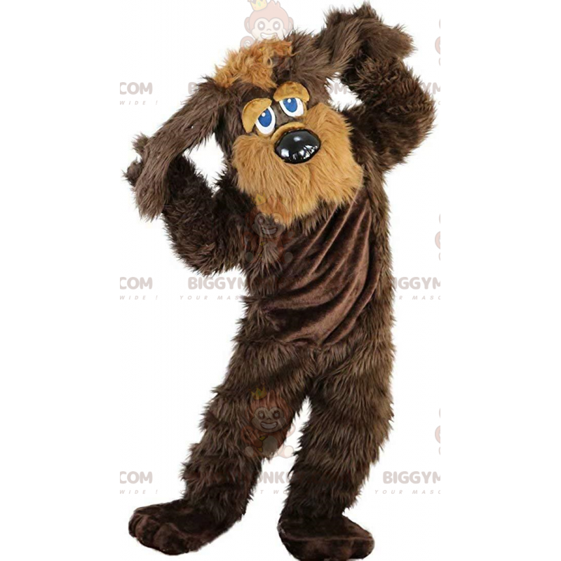 BIGGYMONKEY™ maskot kostume af brun og beige hund, behåret fox