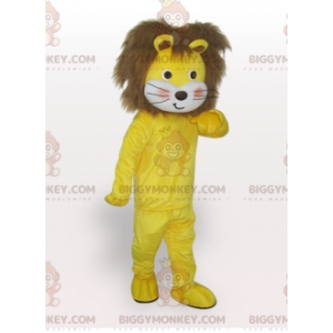 Kostým maskota lva BIGGYMONKEY™ měkkého a chlupatého žlutého a