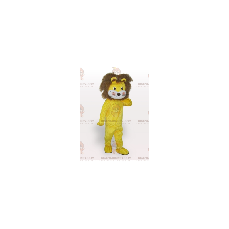 BIGGYMONKEY™ Soft and Furry Yellow and Brown Lion Cub Mascot