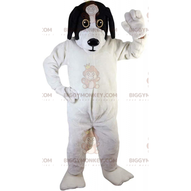 Costume da mascotte BIGGYMONKEY™ cane bianco e nero, costume da