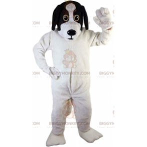 White and Black Dog BIGGYMONKEY™ Mascot Costume, Plush Doggie
