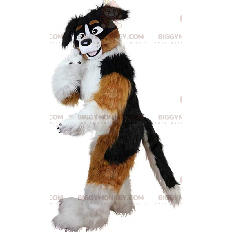 BIGGYMONKEY™ Tricolor Dog Mascot Costume, Soft and Furry Dog