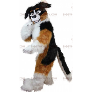 Traje de mascote de cachorro tricolor BIGGYMONKEY™, fantasia de