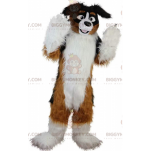 Traje de mascote de cachorro tricolor BIGGYMONKEY™, fantasia de