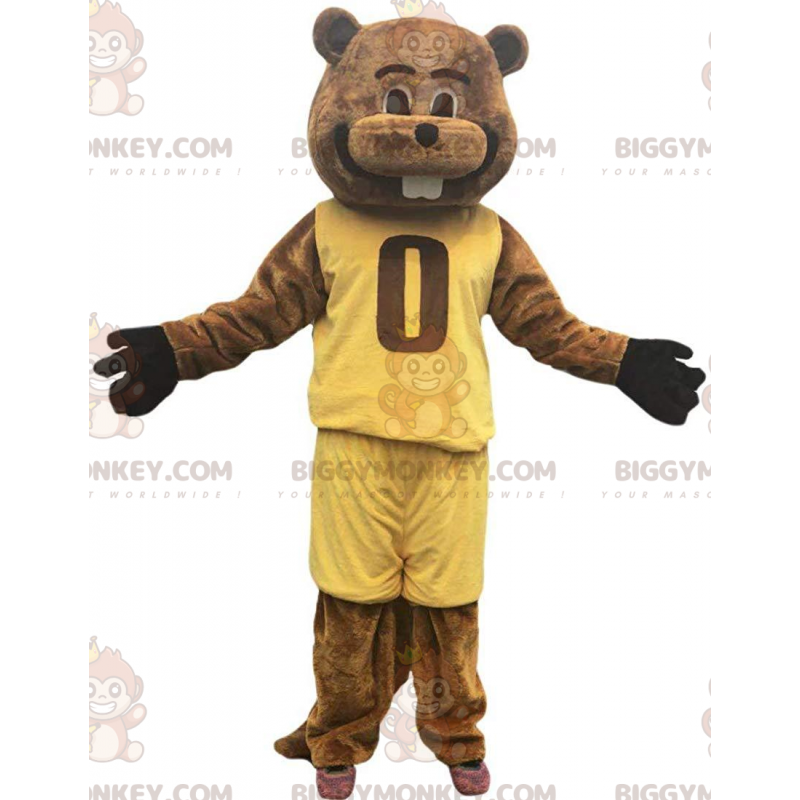 Brown Beaver BIGGYMONKEY™ Mascot Costume Dressed In Sportswear