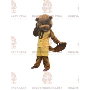 Costume da mascotte BIGGYMONKEY™ castoro marrone vestito con
