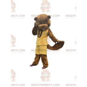 Costume de mascotte BIGGYMONKEY™ de castor marron habillé en