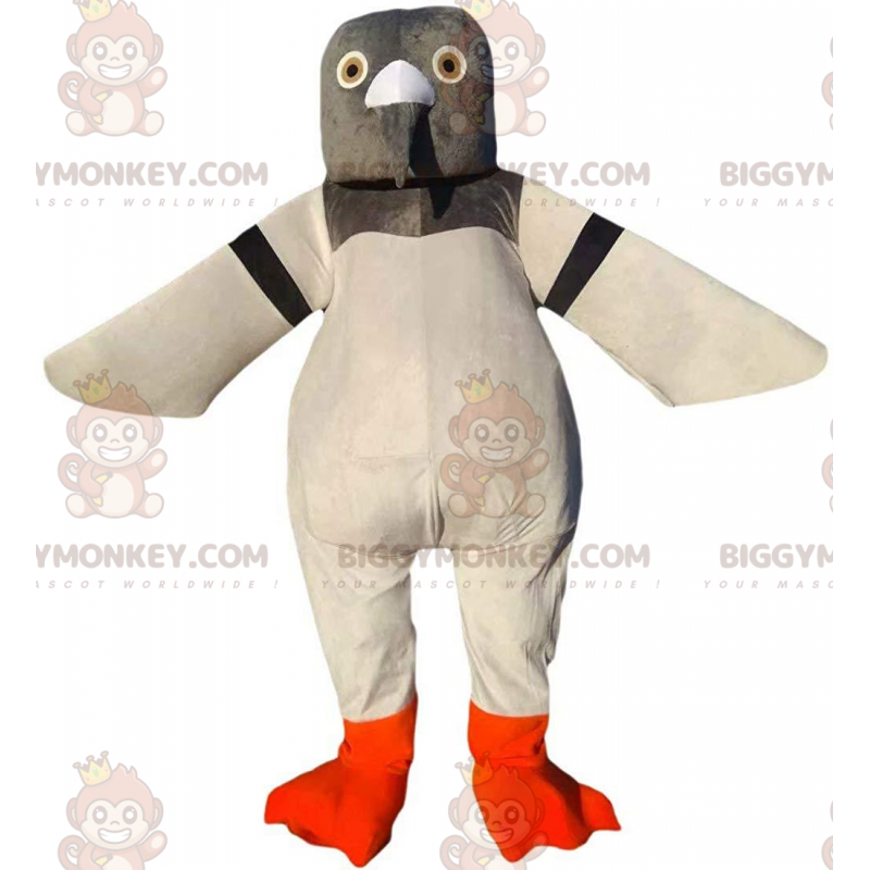 Kostým maskota BIGGYMONKEY™ obří holub, šedobílý, kostým holuba